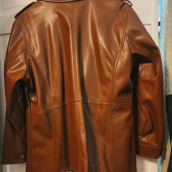 Calvin Klein brown faux leather womens jacket size OX - Picture 4 of 4